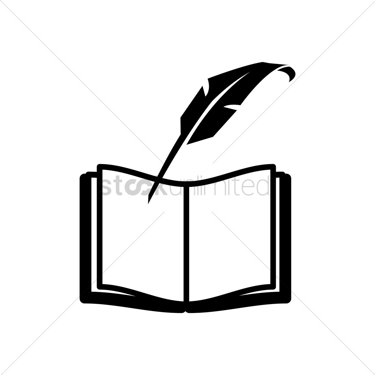 Opened book with quill pen Vector Image
