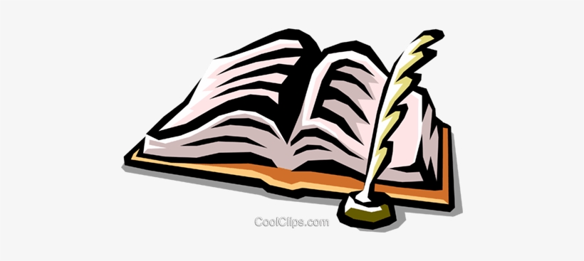Book And Quill Pen Royalty Free Vector Clip Art Illustration