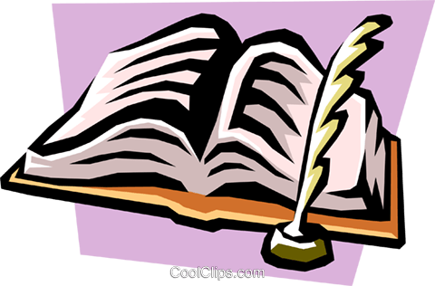 Book with quill pen Royalty Free Vector Clip Art