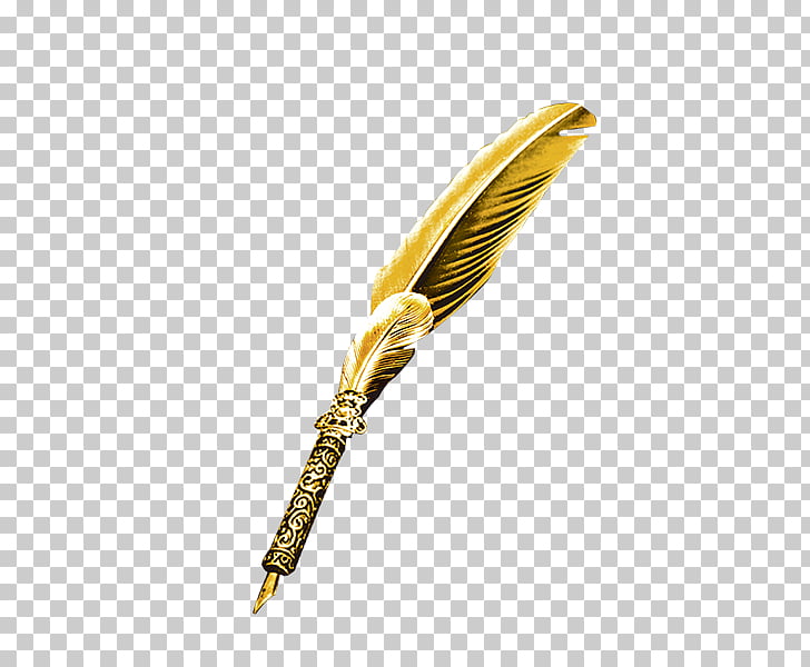 Pen Quill , Golden feather pen, brass