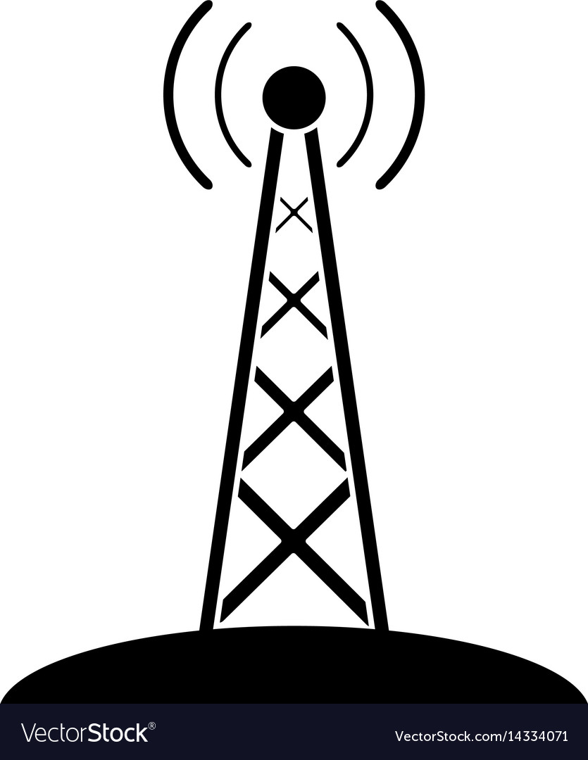 Silhouette radio antenna transmission mast