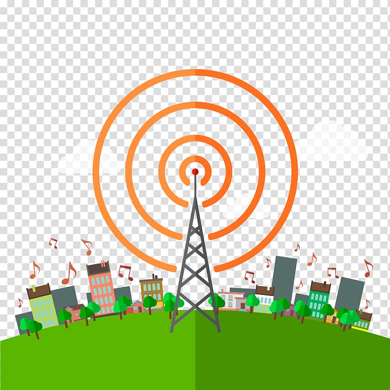 Gray tower illustration, Radio station Broadcasting Radio
