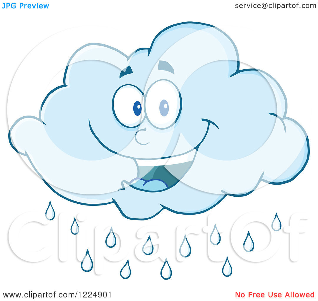 Clipart of a Happy Rain Cloud