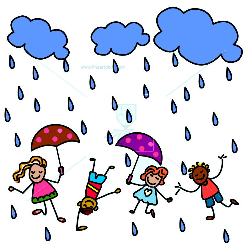 Rain Happy Kids Are Playing In Free Vectors Illustrations