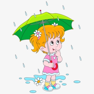 Kids Playing In Rain Clipart