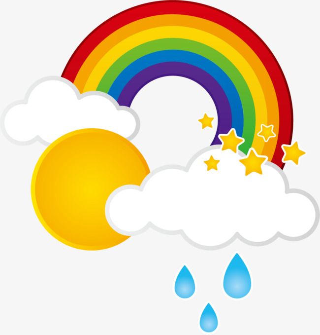 Rain Clouds Rainbow Sun, Sun Clipart, Rain Clipart, Sun PNG