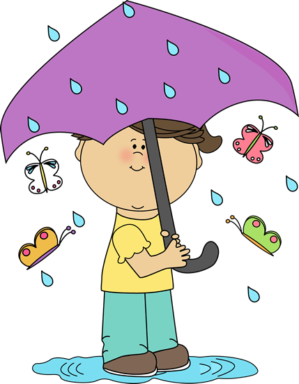 Girl in spring rain clip art