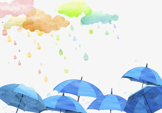 Rain Watercolor Painting PNG, Clipart, Blue, Blue Umbrella