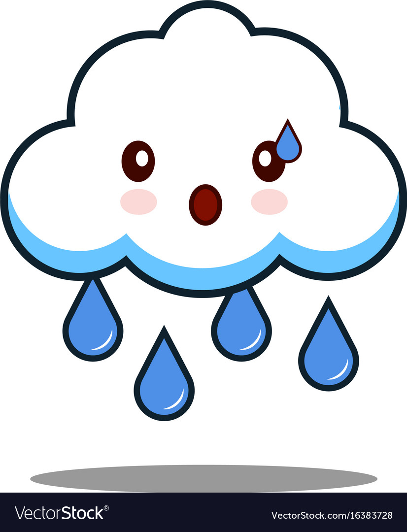 Cute cloud rain kawaii face icon cartoon character