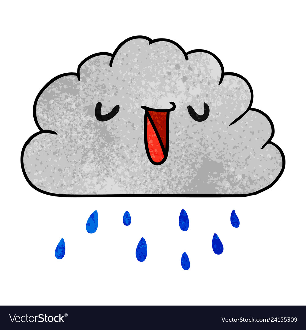 Textured cartoon kawaii weather rain cloud