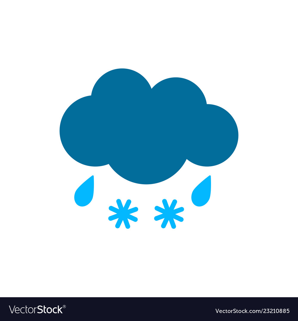 Cloud with rain and snow weather icon flat