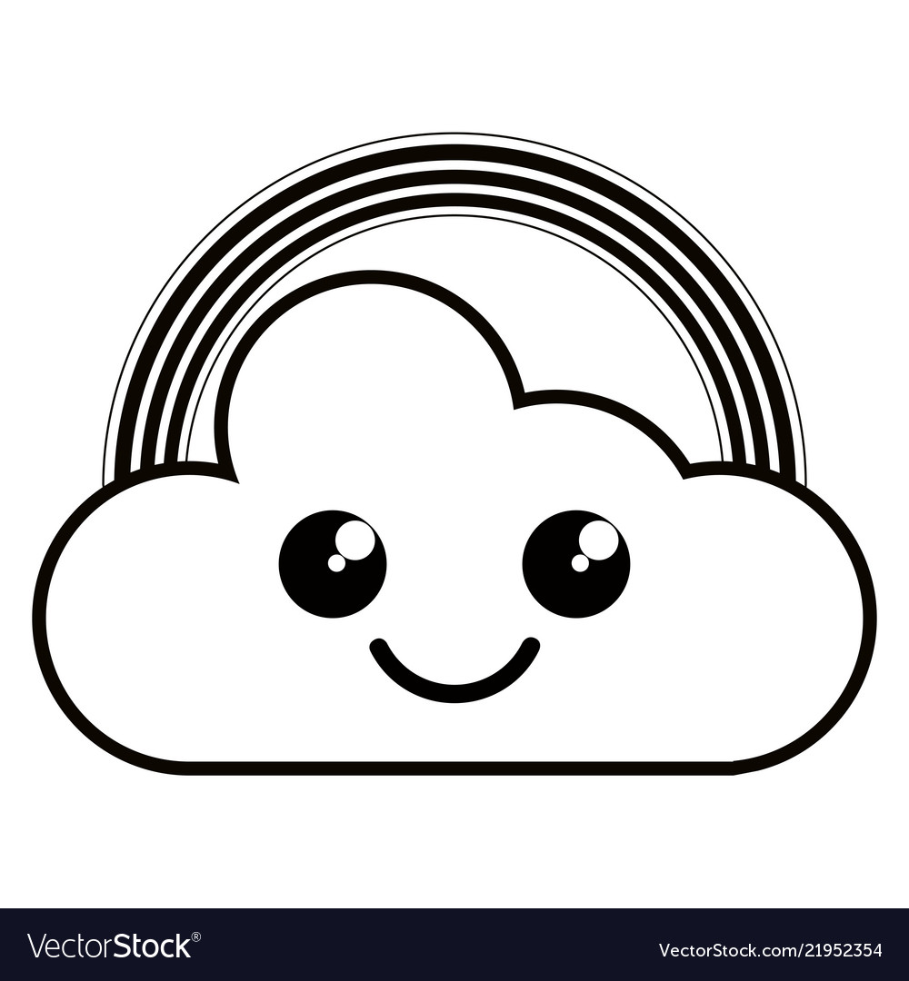 Happy cloud with rainbow weather icon