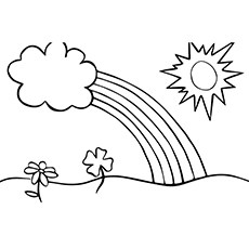 Sun and rainbow clipart black and white