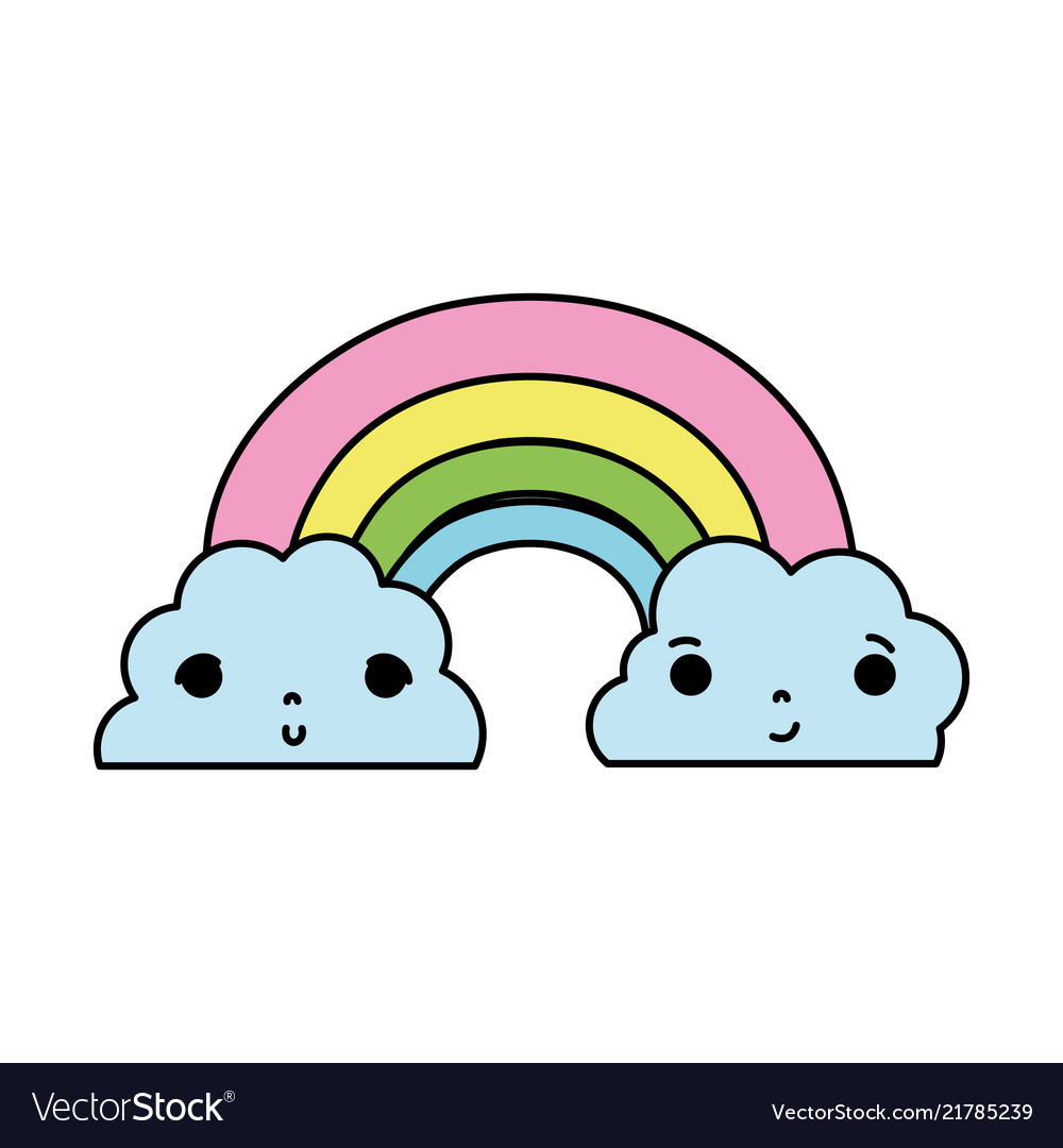 Color kawaii cute rainbow and clouds weather