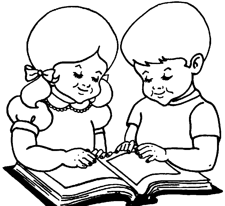 Free Kid Reading Black And White, Download Free Clip Art