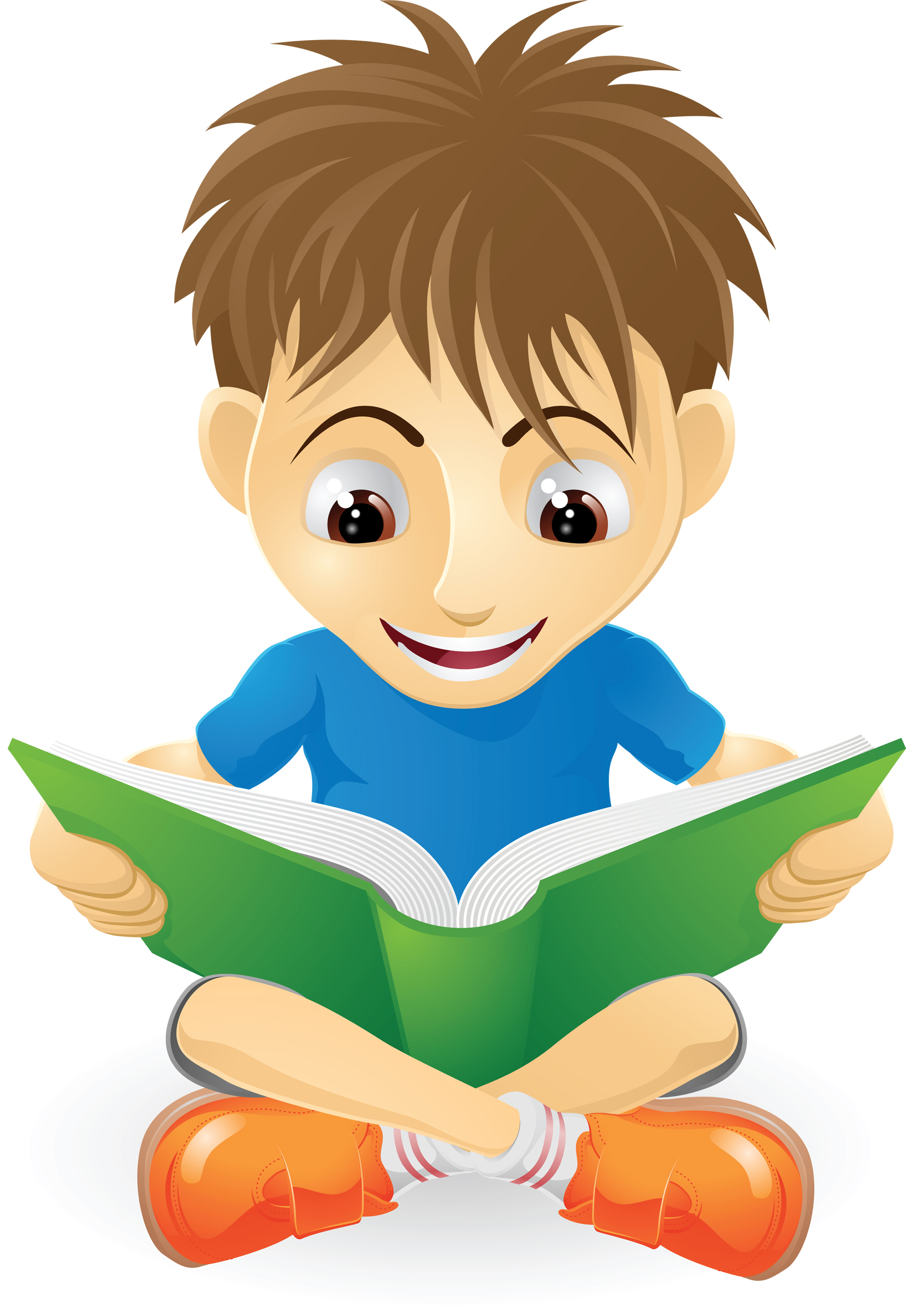 Child reading reading clipart