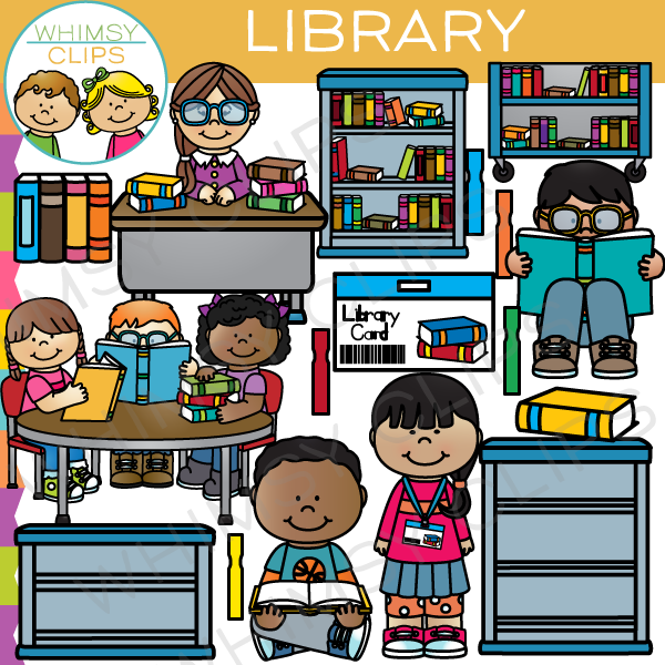 Reading in the library clip art , Images