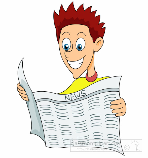 Reading clipart man reading newspaper happily clipart