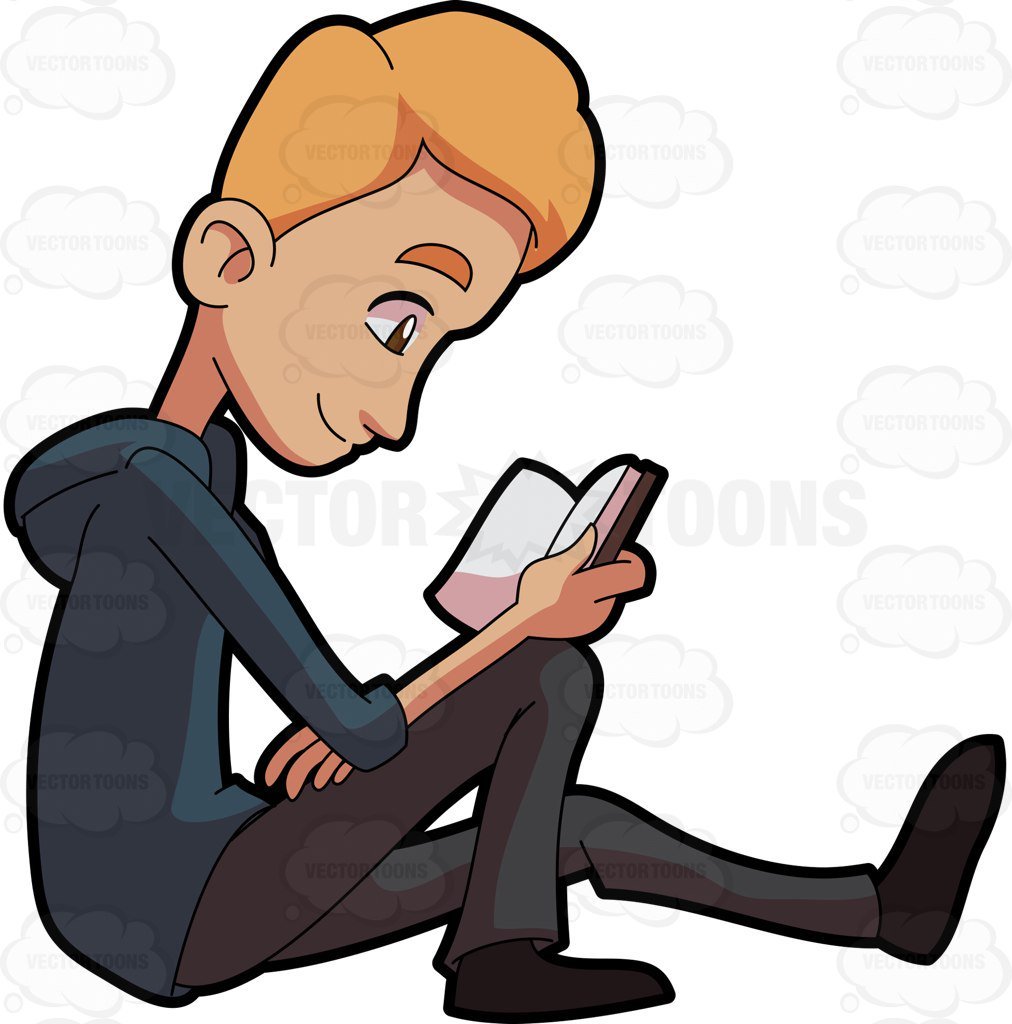 Man reading book clipart