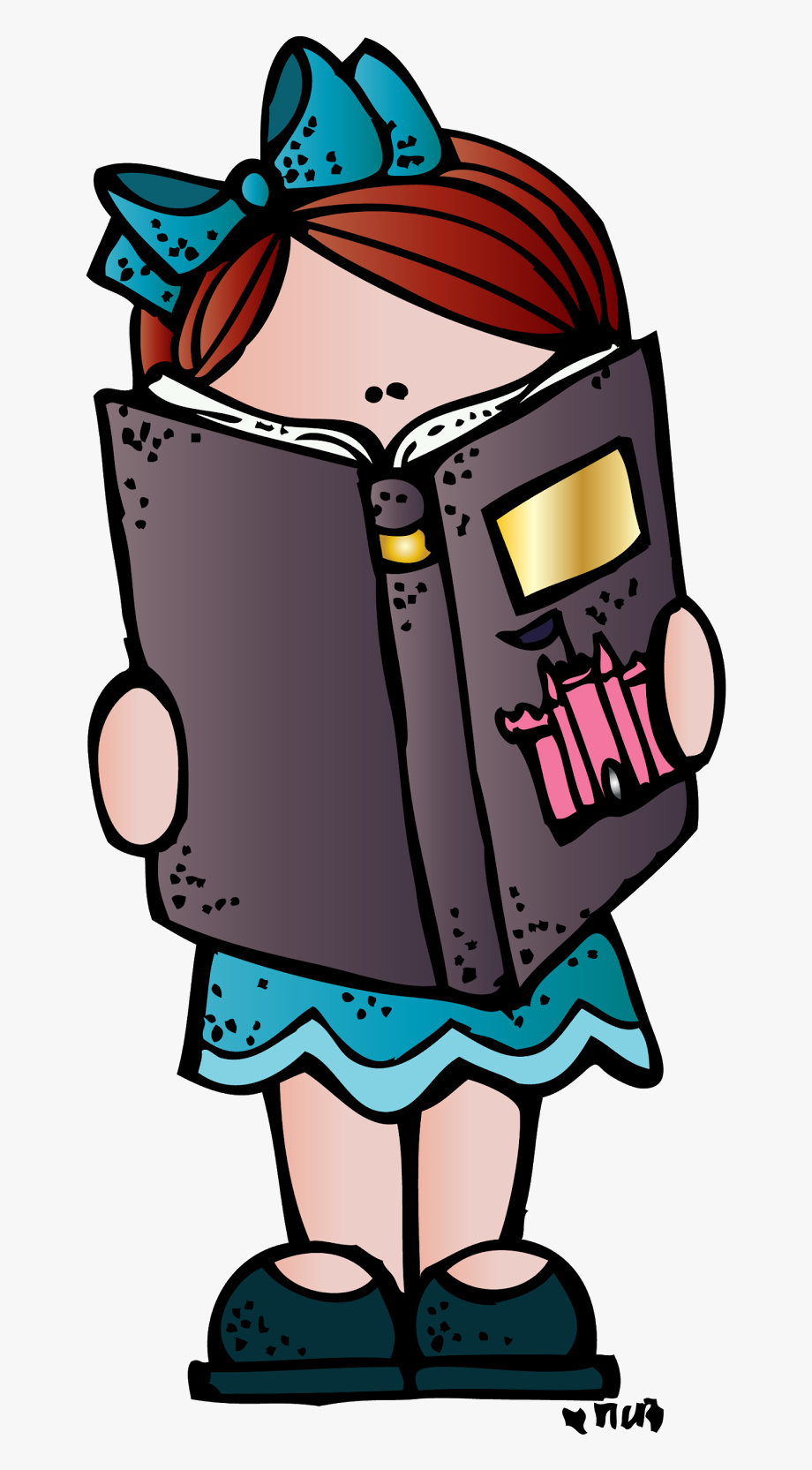 Melonheadz Girl Reading Clipart