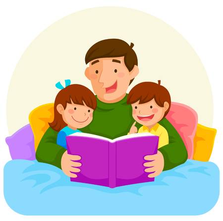 Parent child reading clipart