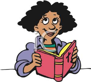 Woman reading clipart.
