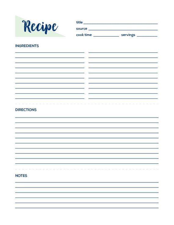 Free fillable recipe card template - bapdp