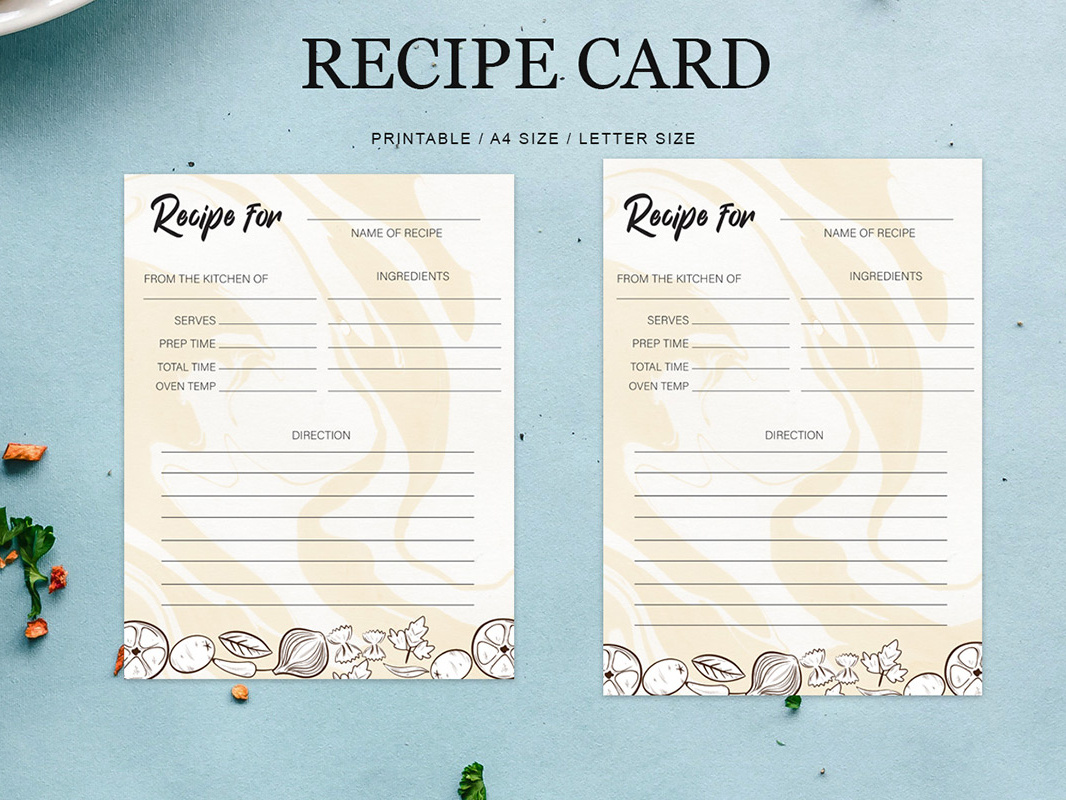 Free Recipe Card Printable Template by Farhan Ahmad on Dribbble