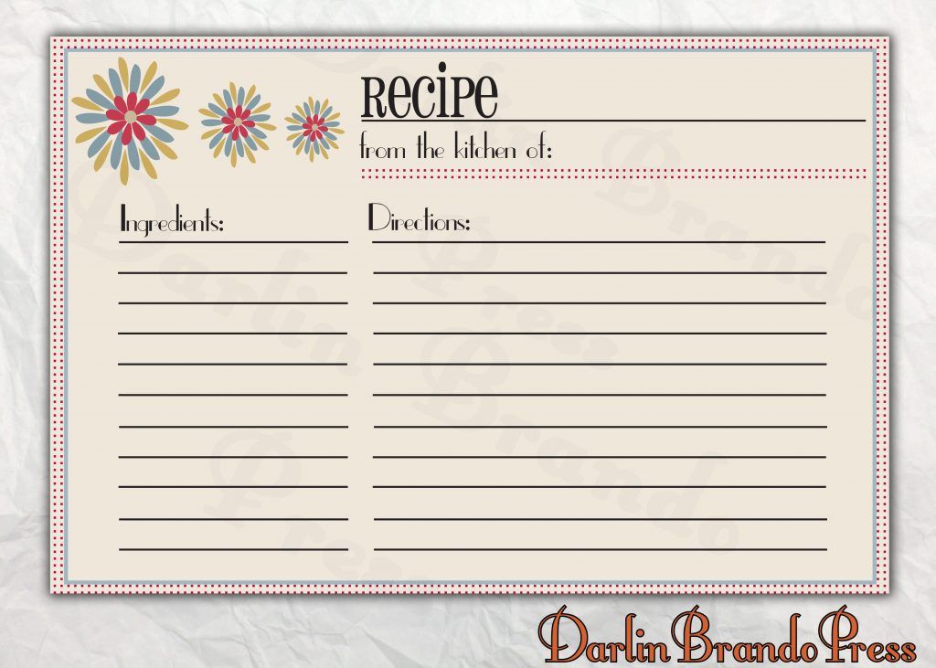 recipe card clipart template