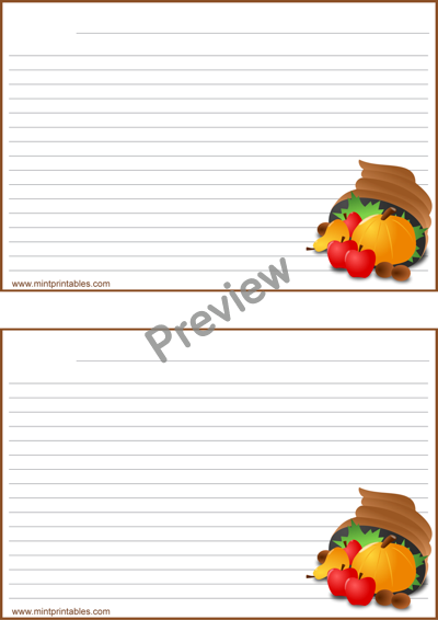 Free printable Thanksgiving Recipes Cards