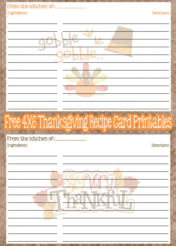 Free Printable Thanksgiving Recipe Cards