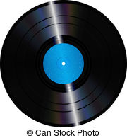 Retro blue vinyl disc record vector illustration