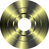 Gold vinyl record isolated