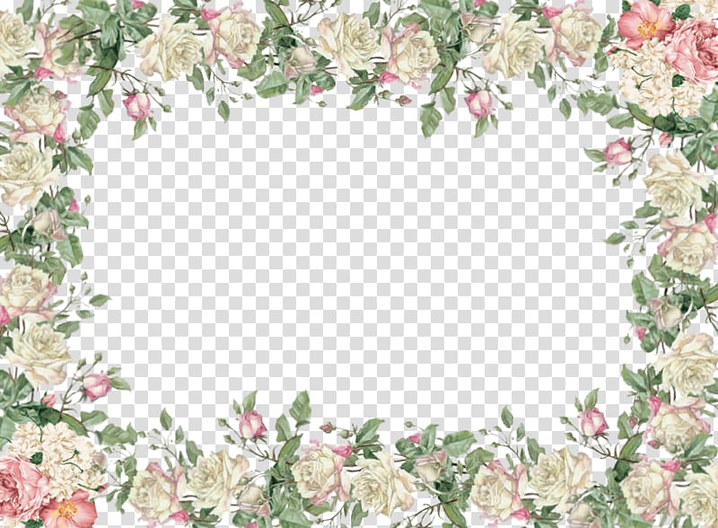 Rectangular white and pink flowers border, frame Flower