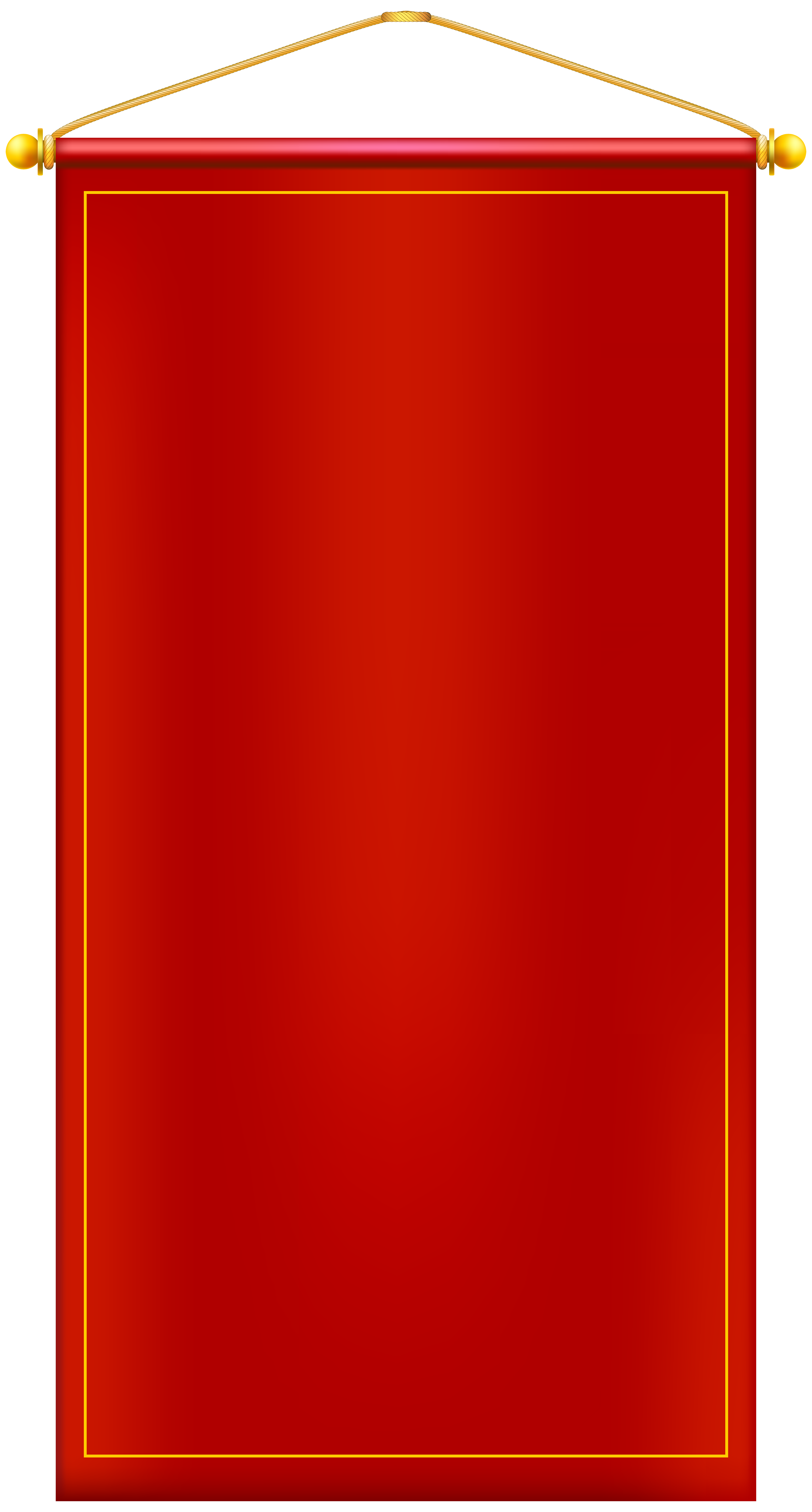 Vertical red banner.