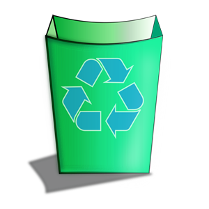 Green recycle bin.
