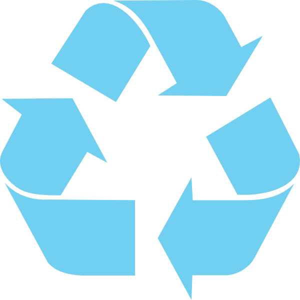 Blue recycle symbol.