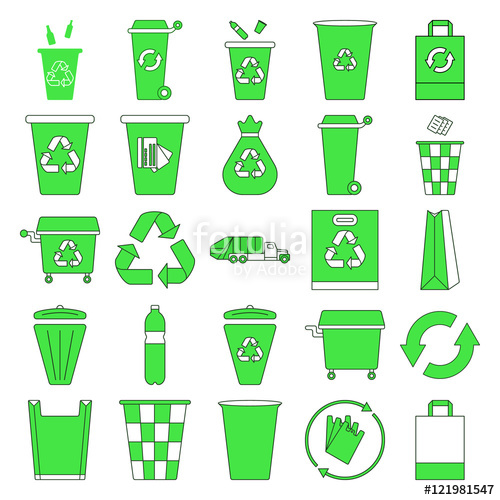 Recycle waste management trash Different colored recycle