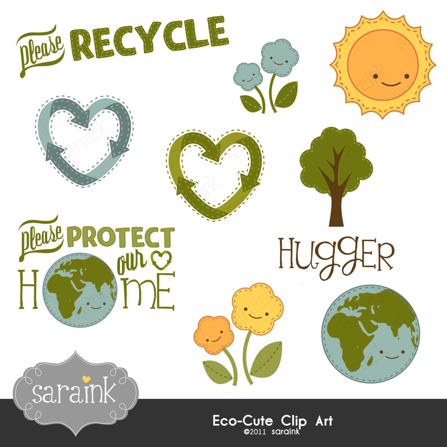 Earth Clipart, Globe Clipart, Sun Clipart, Recycling Clipart