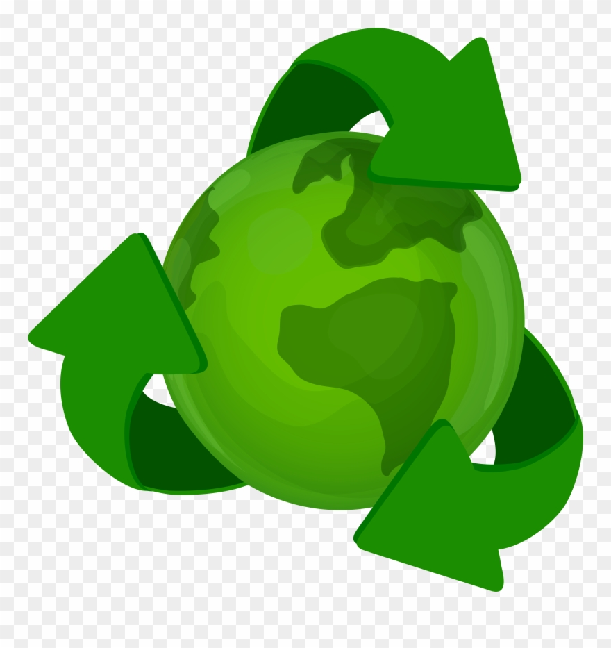 Green Earth Planet With Recycle Symbol Png Clip Art