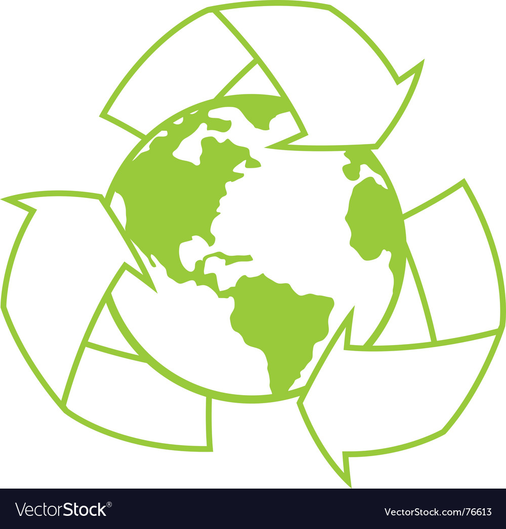 Planet earth with recycle symbol