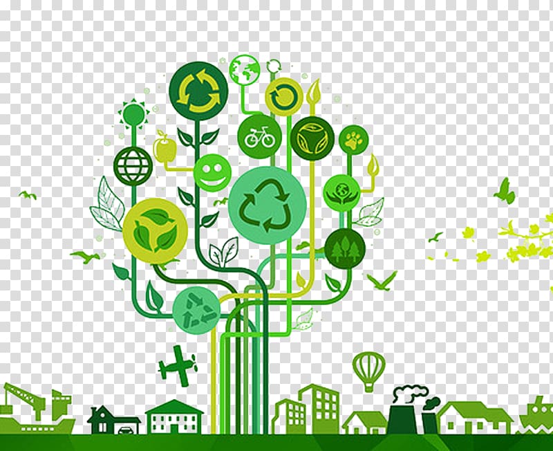 Green recycle tree illustration, Environmentally friendly