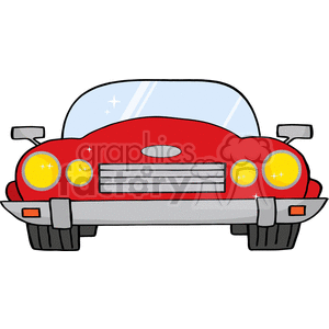 Red convertible car with yellow headlights clipart