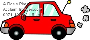 A Puttering Red Car Clipart Image