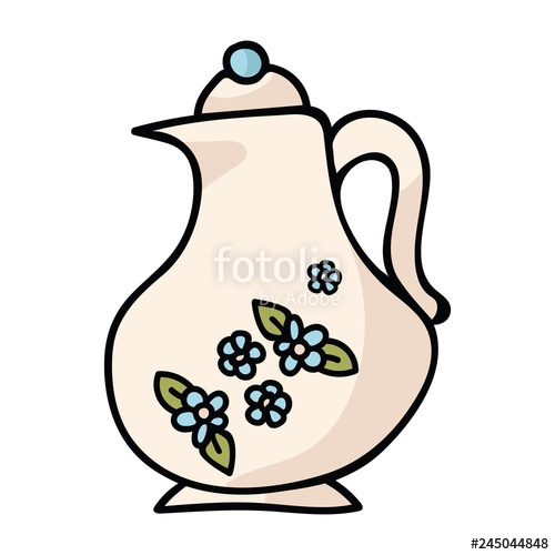 Cute fancy teapot cartoon vector illustration motif set