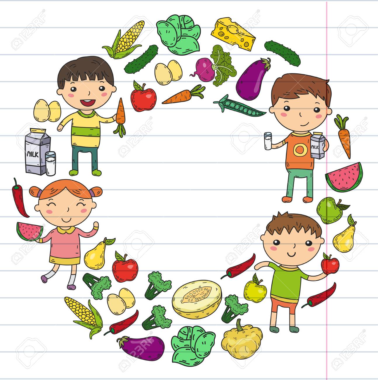 Kindergarten Nursery Preschool School kids eat healthy food