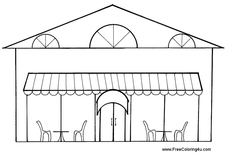 Restaurant drawing outline.
