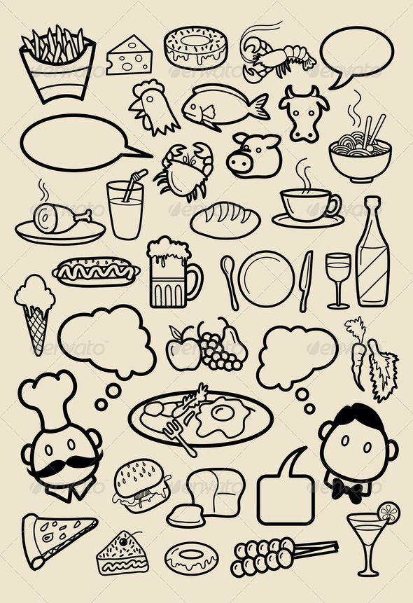Restaurant icon sketches.