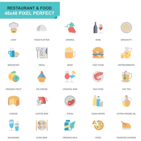 Simple Set Restaurant and Food Flat Icons