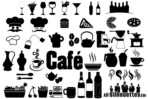 Cafe restaurant icons.